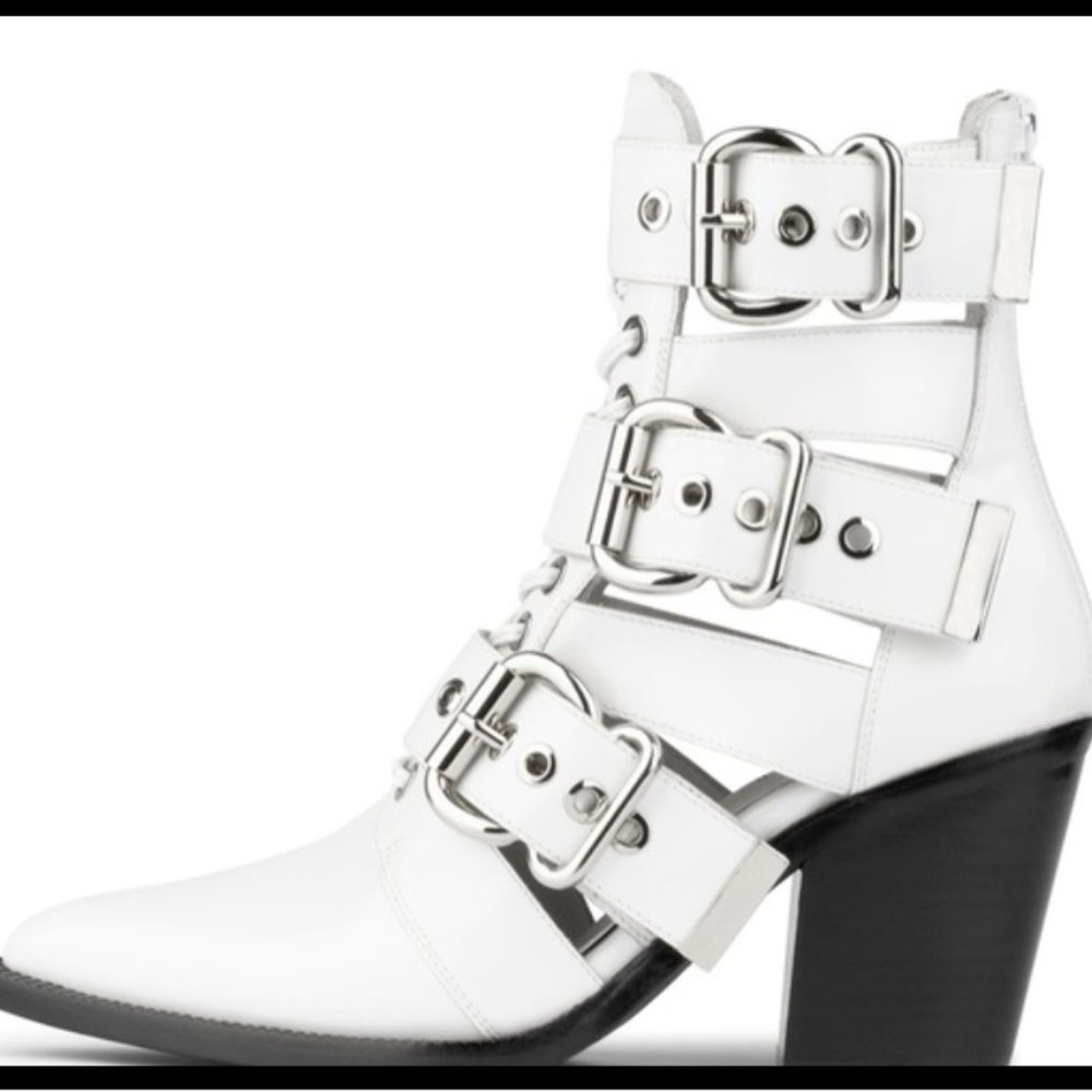Jeffrey Campbell Caceres Buckle White Western Boot